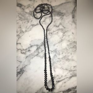 Black beaded long necklace